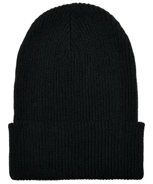 Recycled yarn ribbed knit beanie (1504RY) | Black