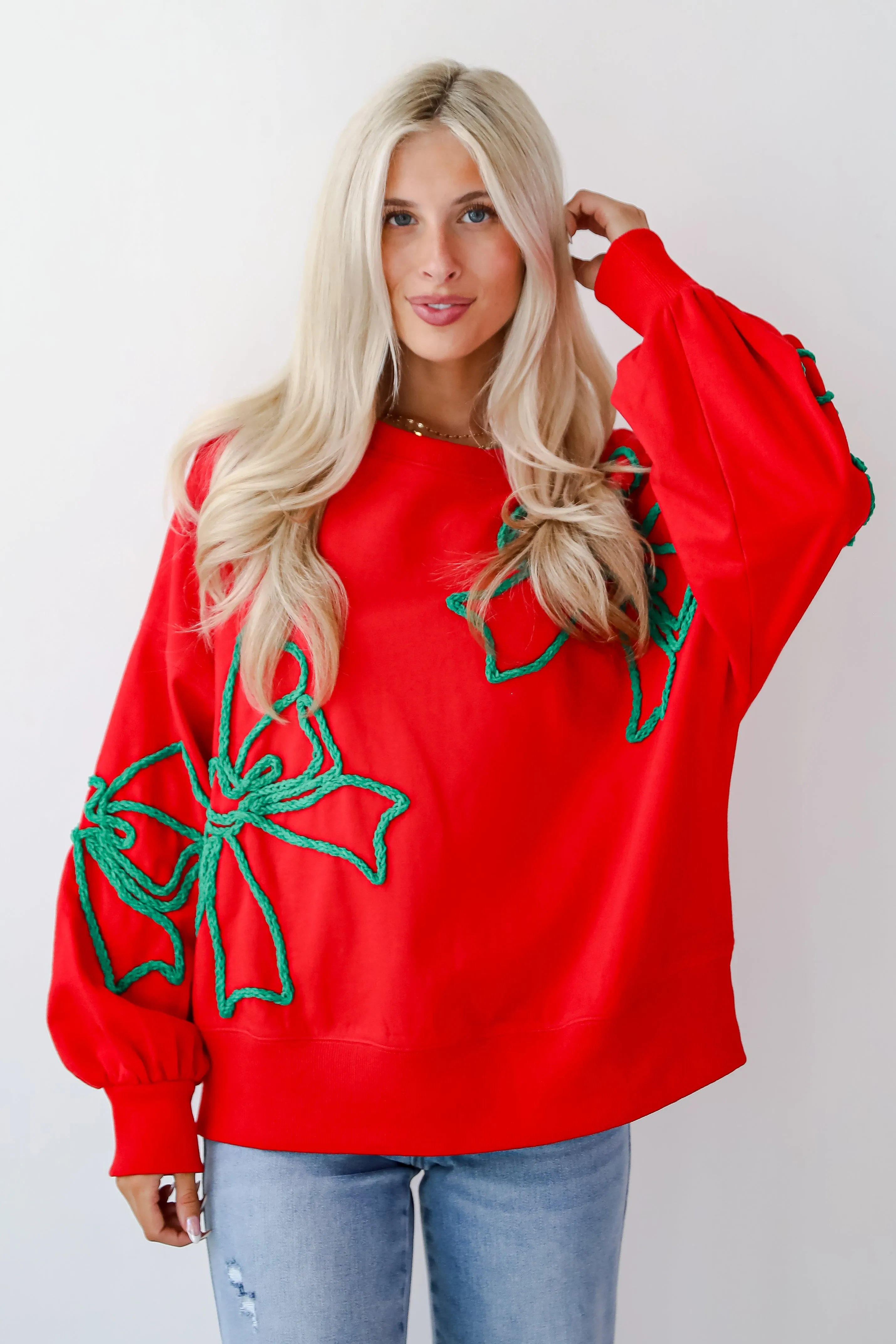 Red Bow Pullover