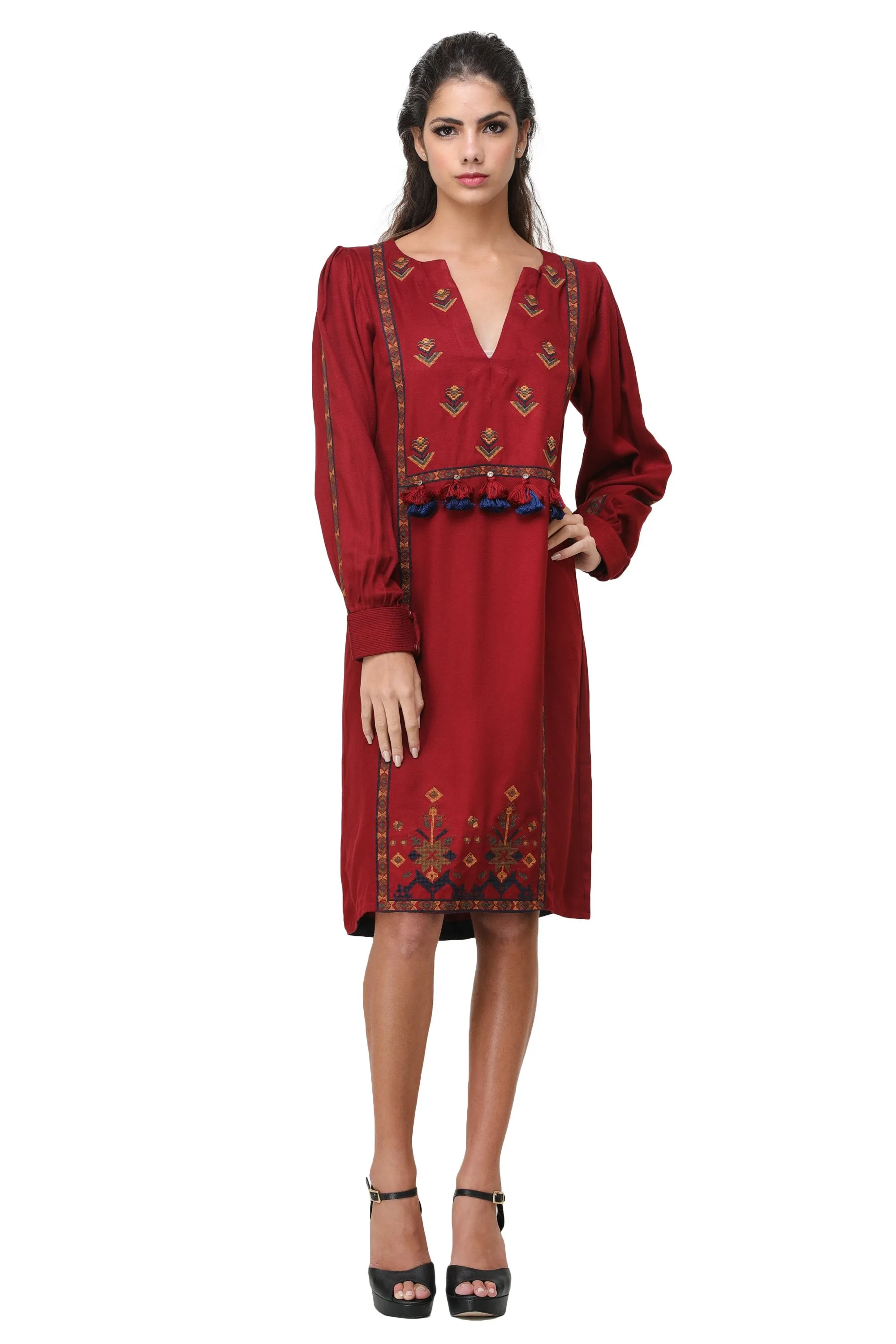 Red Embroidered Dress