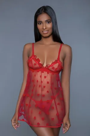 Red Heart Lingerie Slip Dress