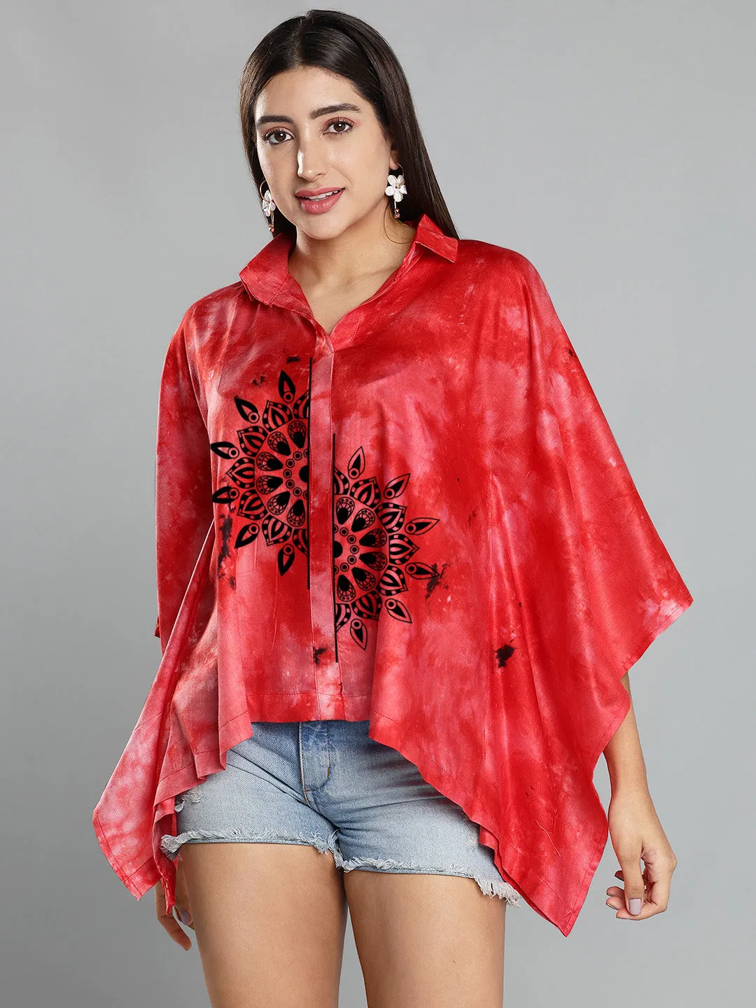 Red Rayon TieDyeTop- Luminescent