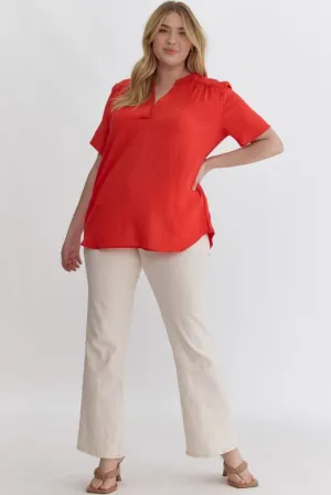 Red Short Sleeve Top | XL-2X