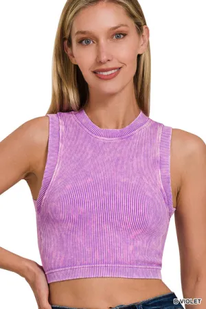 Ribbed Tank with Bra Insert