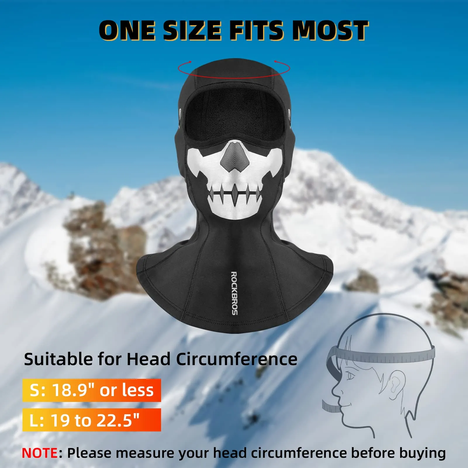 ROCKBROS Balaclava Ski Mask Full Face Winter Fleece Hood for Skiing Cycling