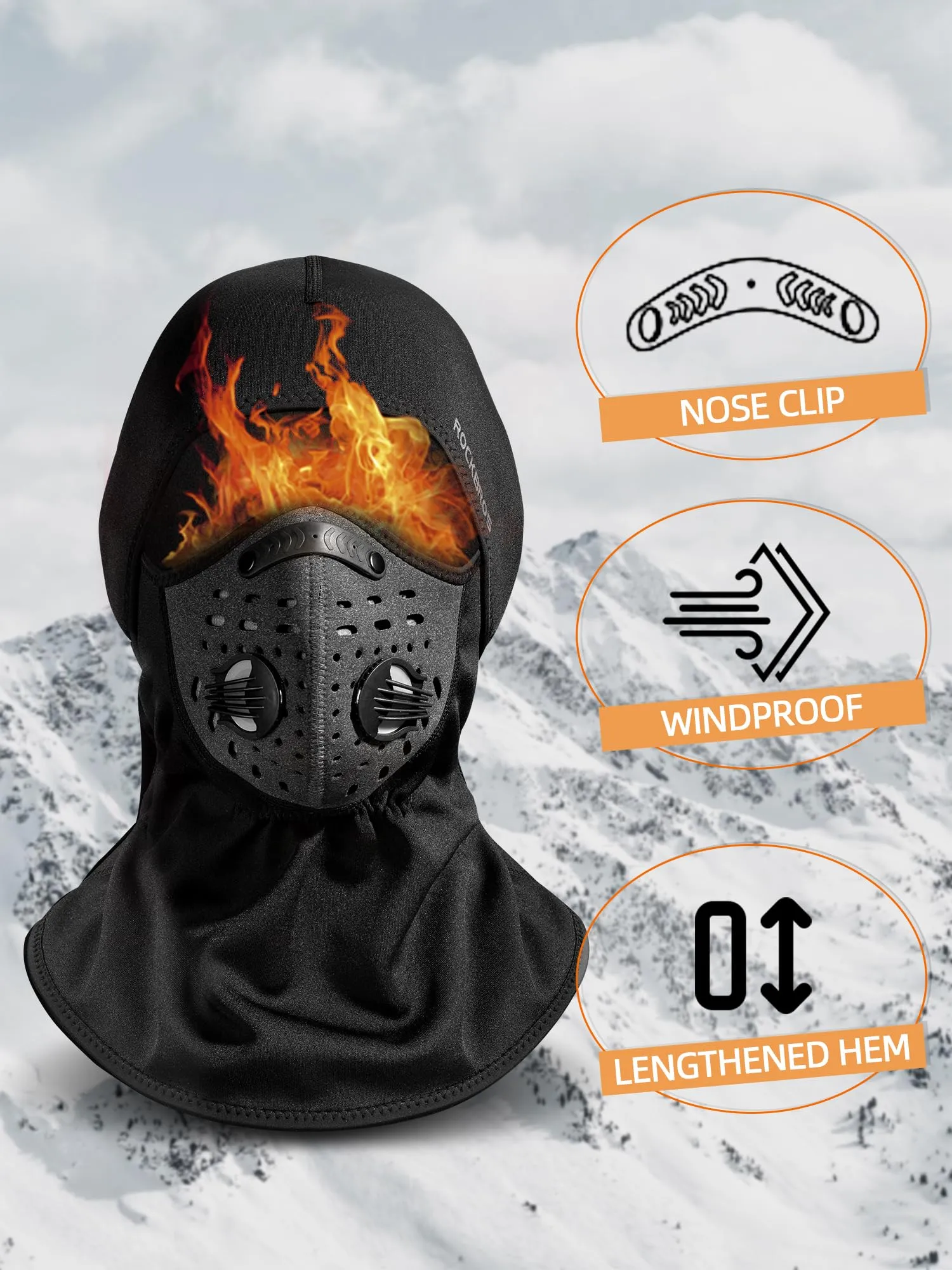 ROCKBROS Ski Mask Balaclava Winter Mask for Men Baclava Cold Weather Thermal