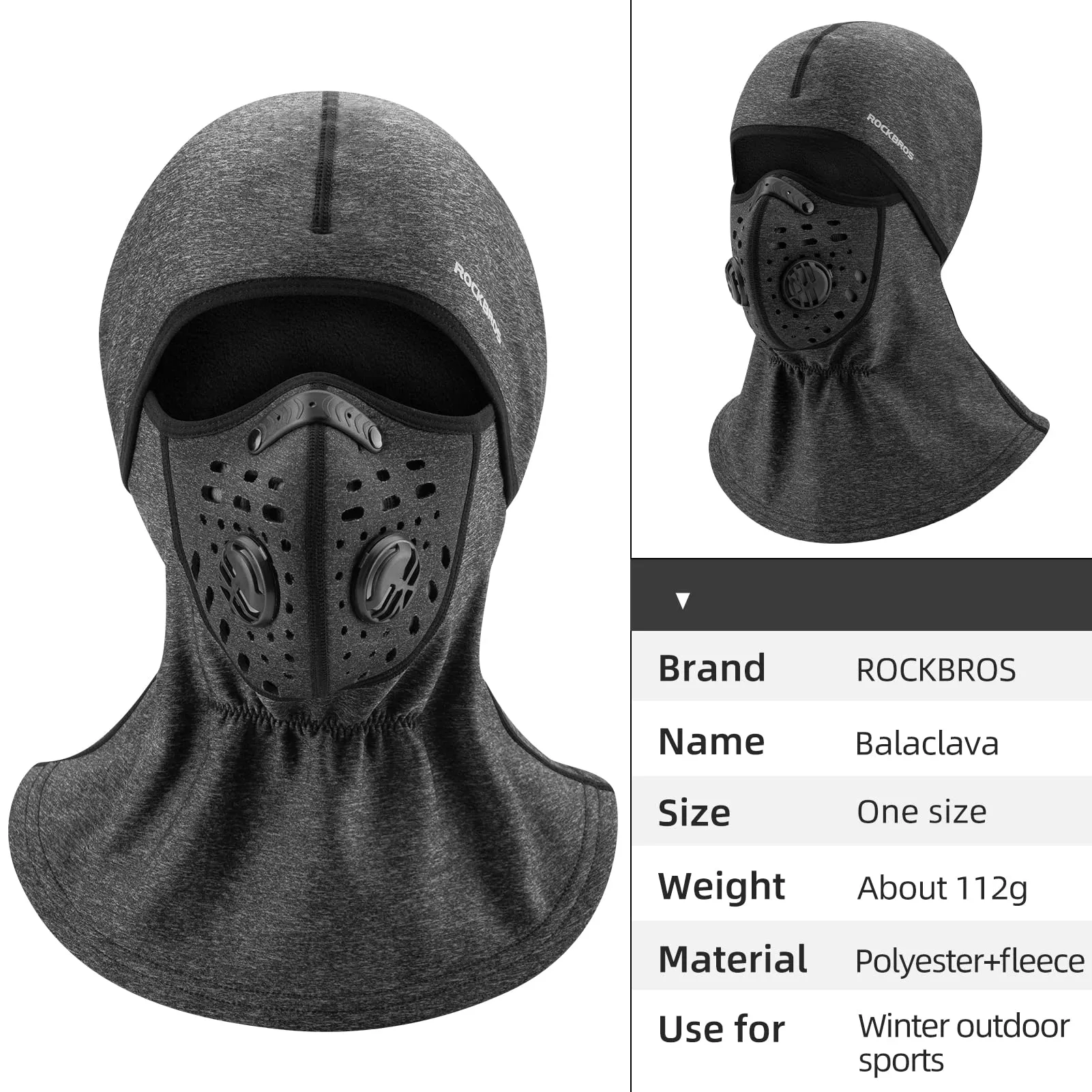 ROCKBROS Ski Mask Balaclava Winter Mask for Men Baclava Cold Weather Thermal