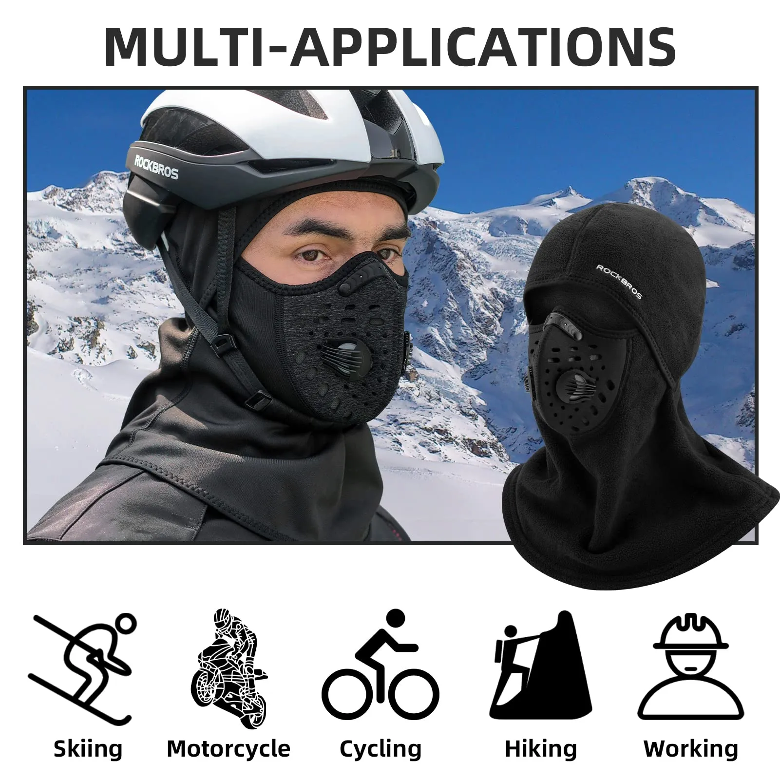 ROCKBROS Ski Mask Balaclava Winter Mask for Men Baclava Cold Weather Thermal