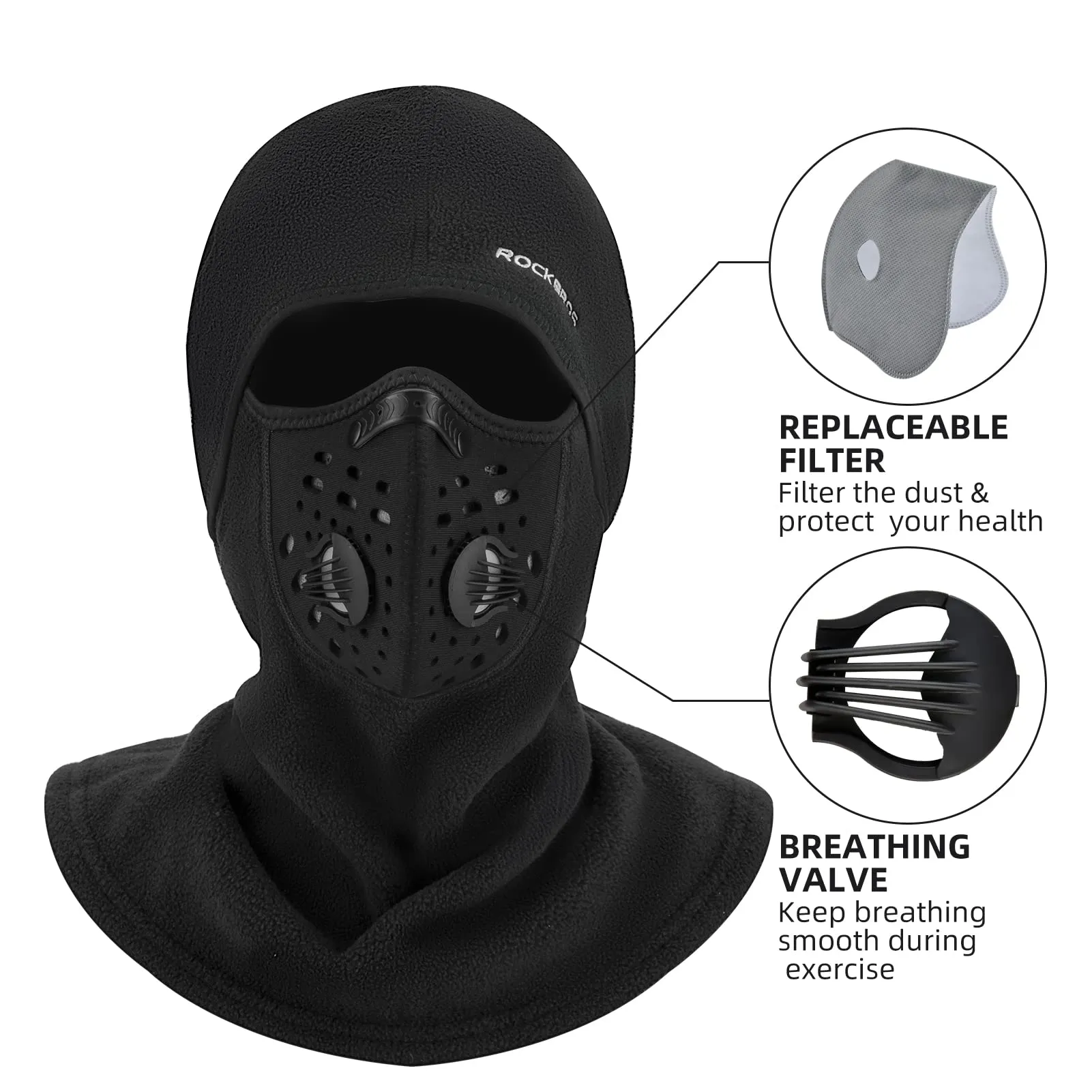 ROCKBROS Ski Mask Balaclava Winter Mask for Men Baclava Cold Weather Thermal