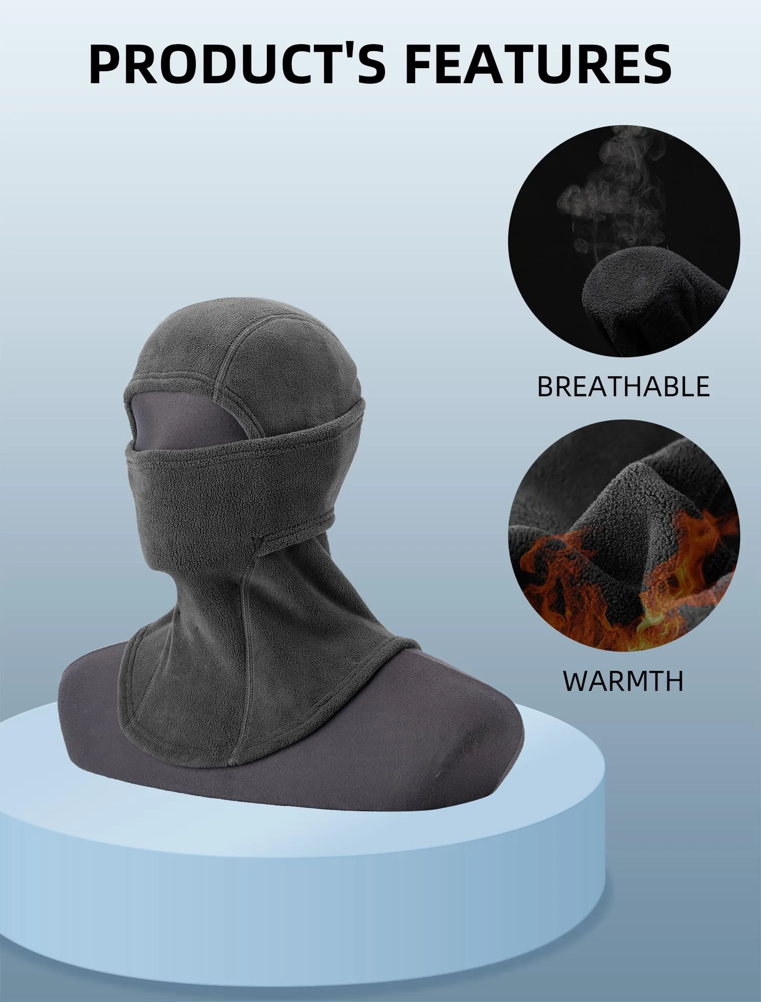 ROCKBROS Winter Windproof Thermal Fleece Balaclava Ski Mask for Men Women