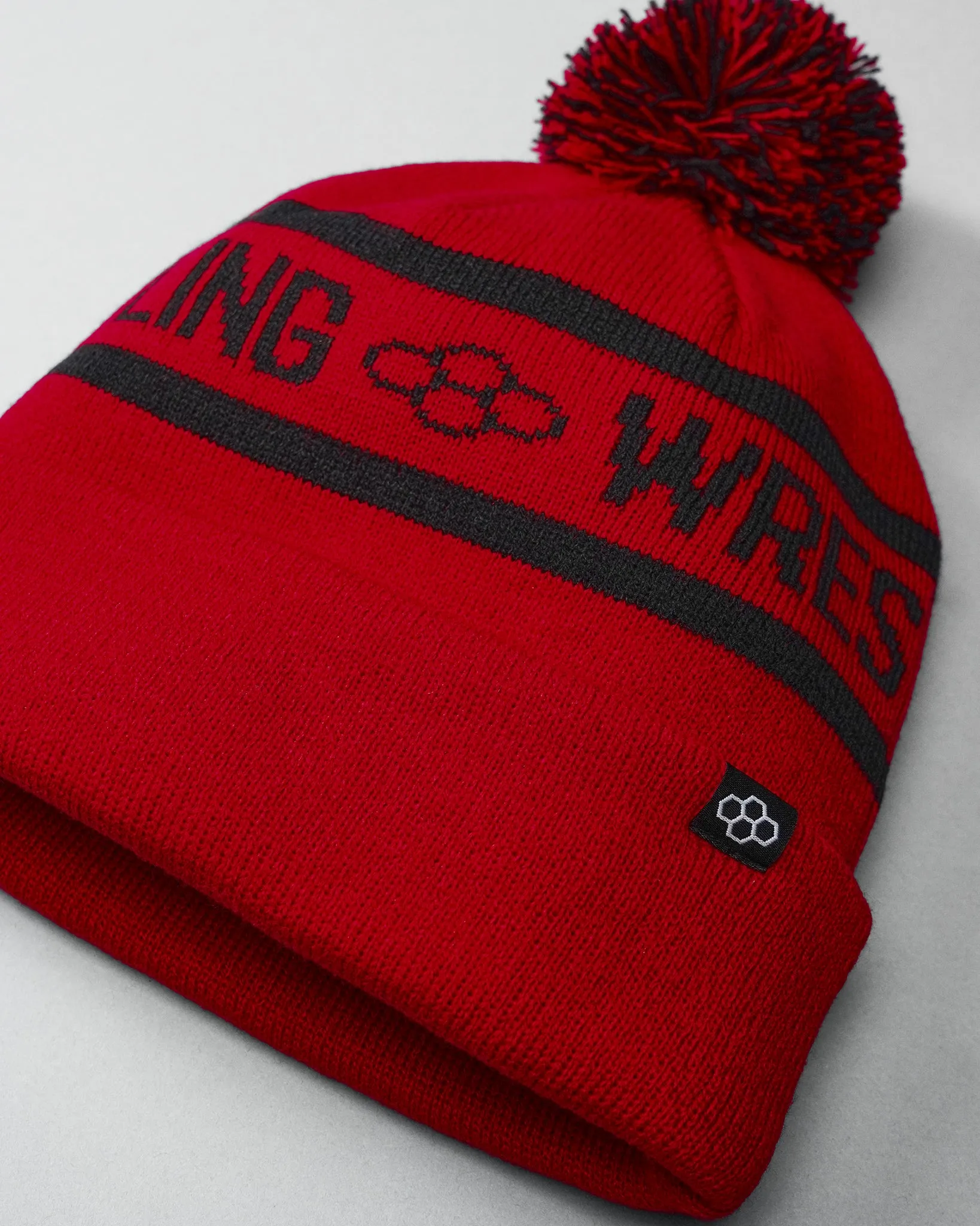 RUDIS Two Tone Pom Beanie - Red/Black