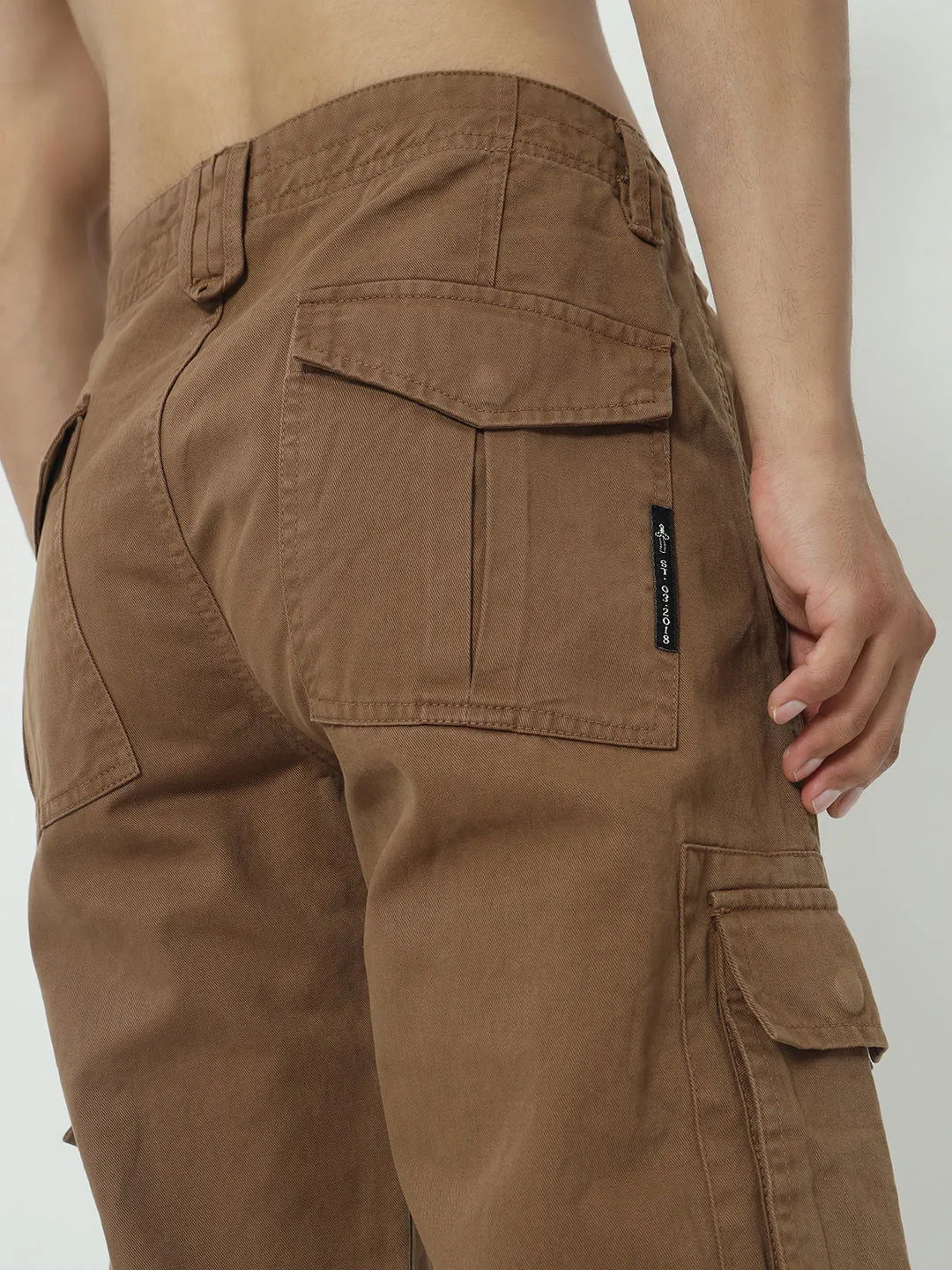 SAINTJONES-STREETWEAR KHAKI CARGO PANTS.