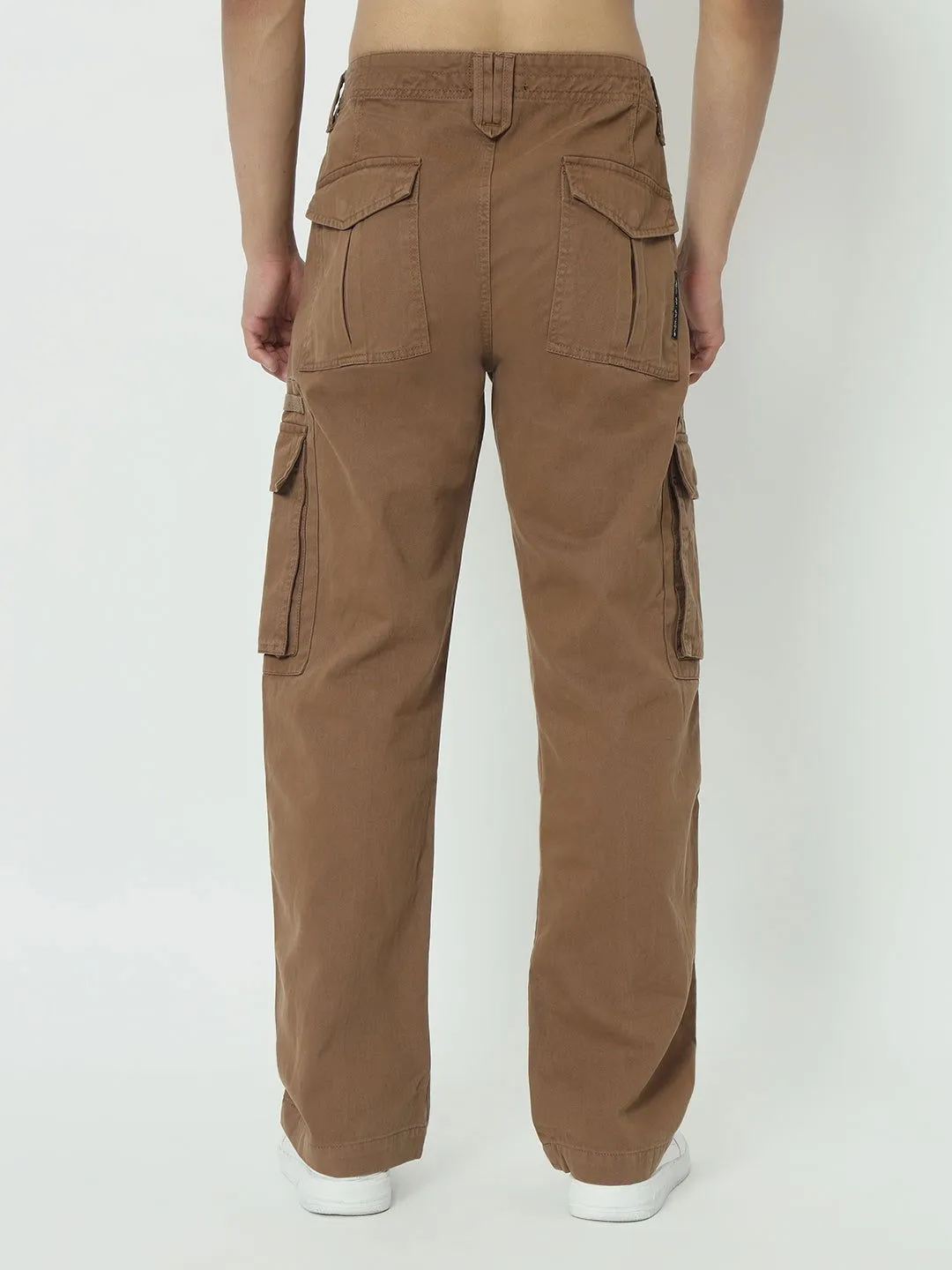 SAINTJONES-STREETWEAR KHAKI CARGO PANTS.