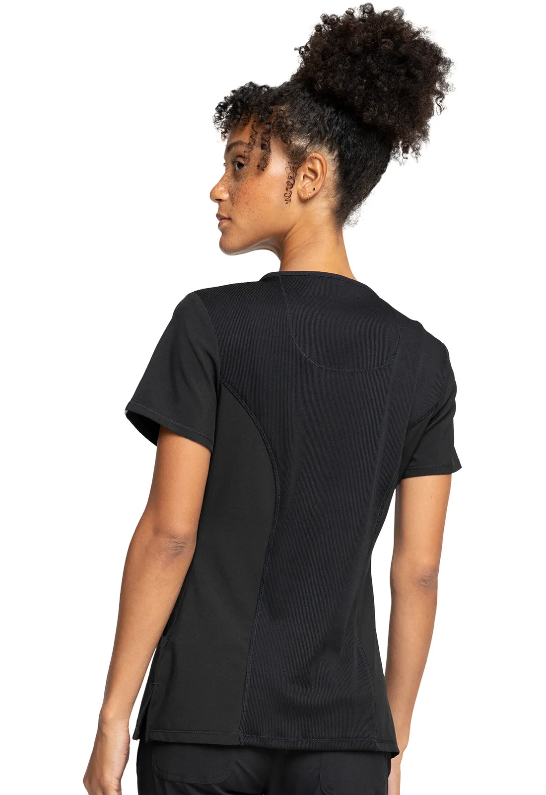 Scrub Top - Cherokee Infinity Women's Mock Wrap Top - Black, 2625A