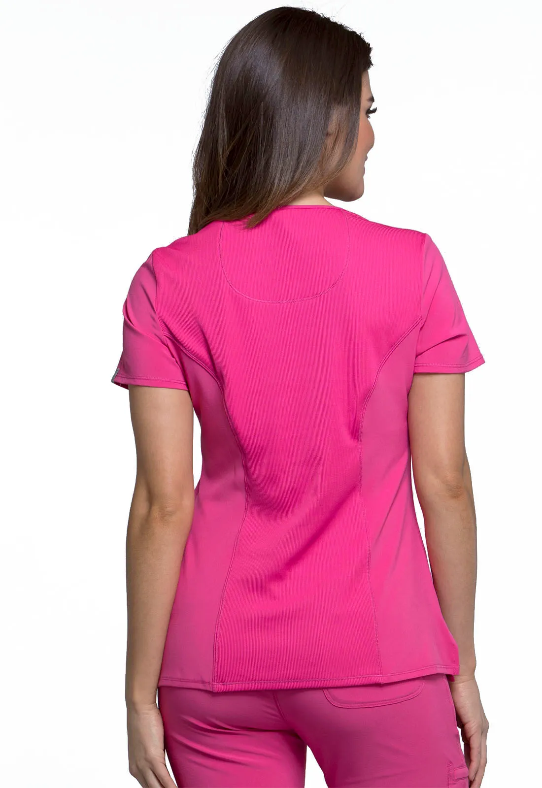 Scrub Top - Cherokee Infinity Women's Mock Wrap Top - Carmine Pink, 2625A