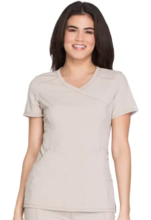 Scrub Top - Cherokee Infinity Women's Mock Wrap Top - Khaki, 2625A