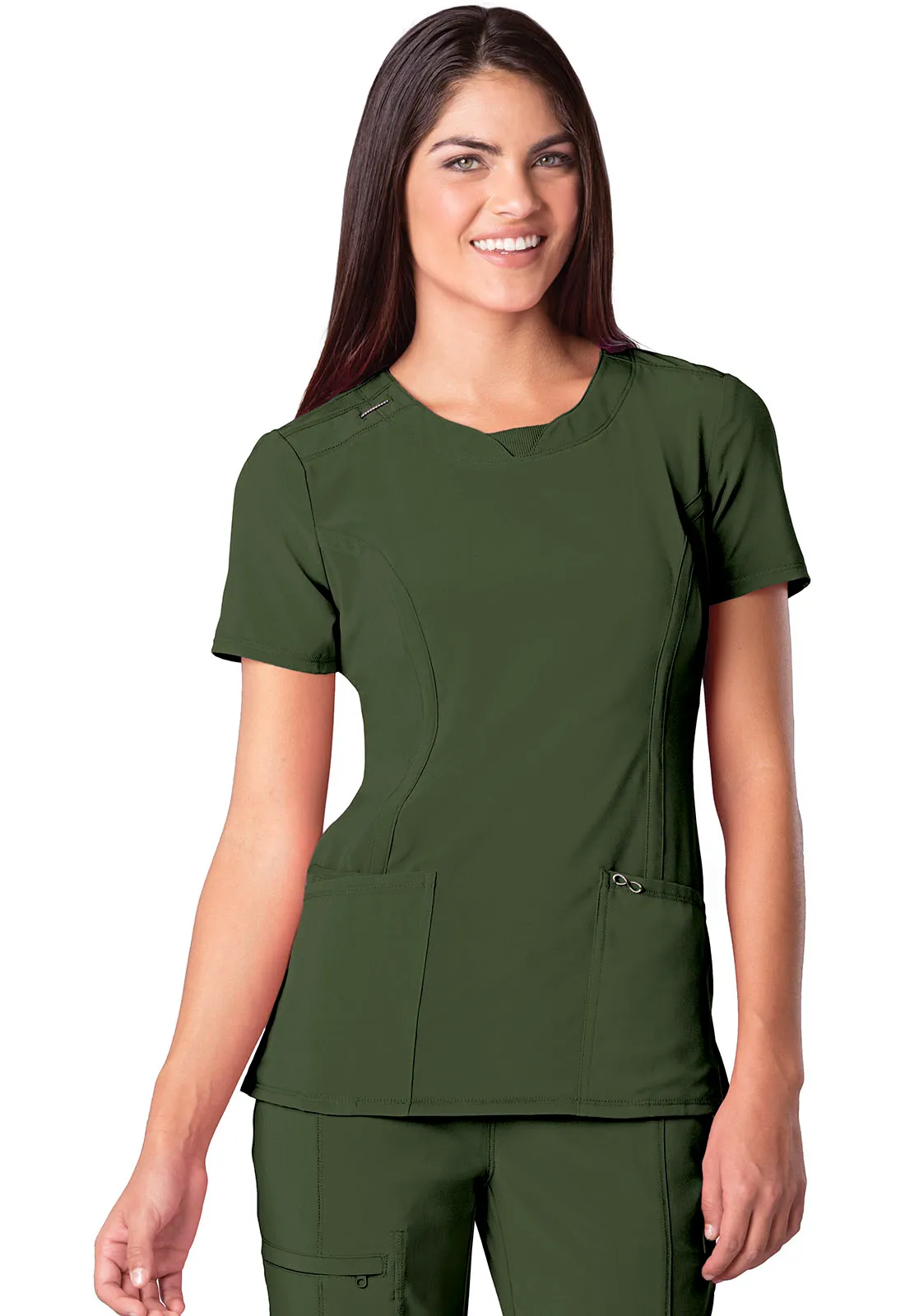 Scrub Top - Cherokee Infinity Women's Round Neck Top - Olive, 2624A