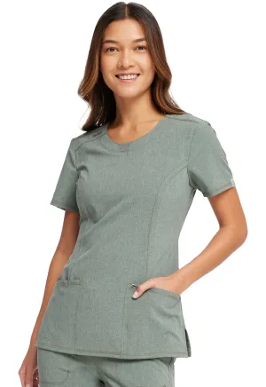 Scrub Top - Cherokee Infinity Women's Round Neck Top - Spruce Heather, 2624A