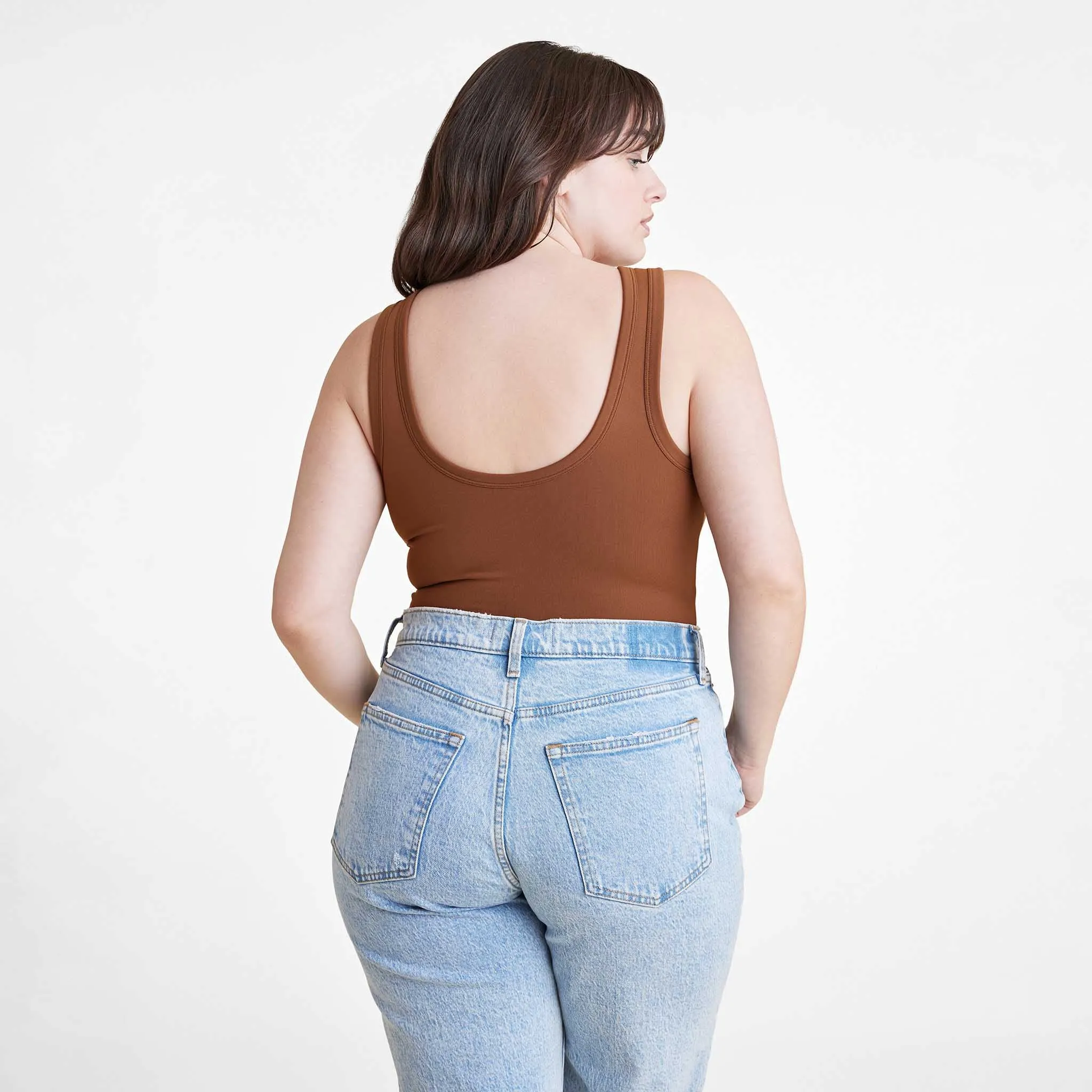 Seamless Scoop Tank Bodysuit | Chocolate