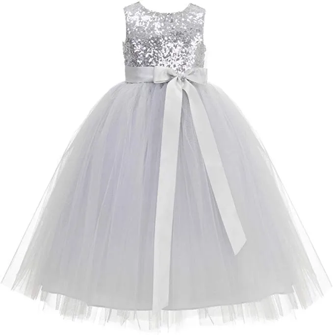 Sequins Heart Cutout Tulle Flower Girl Dress Junior Beauty Pageant Holiday Special Occasions 172seq(1)