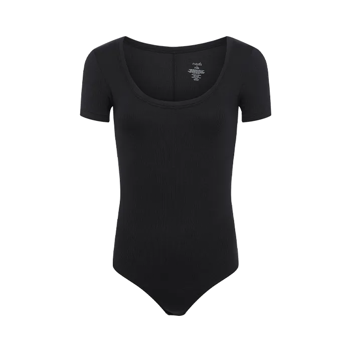 Slinky Rib Short Sleeve Bodysuit | Black