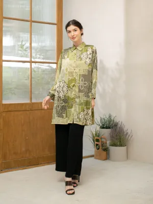 Soera Satin Tunic Kemeja - Green