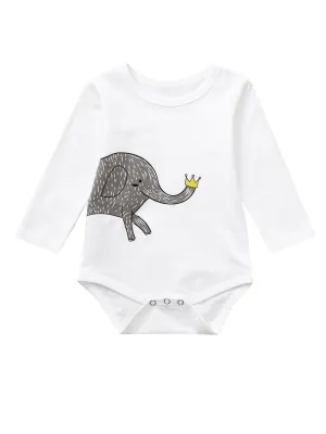 Spring Elephant Onesie Long-sleeved Baby Bodysuit