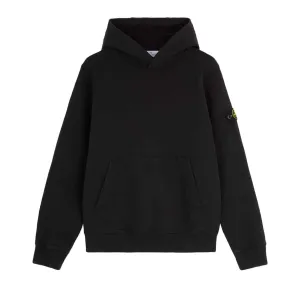 Stone Island Junior Cotton Fleece Pullover Hoodie in Black