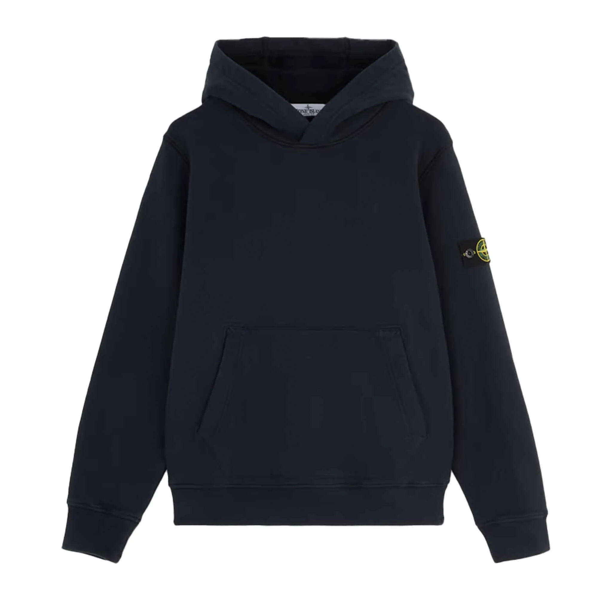 Stone Island Junior Cotton Fleece Pullover Hoodie in Navy Blue