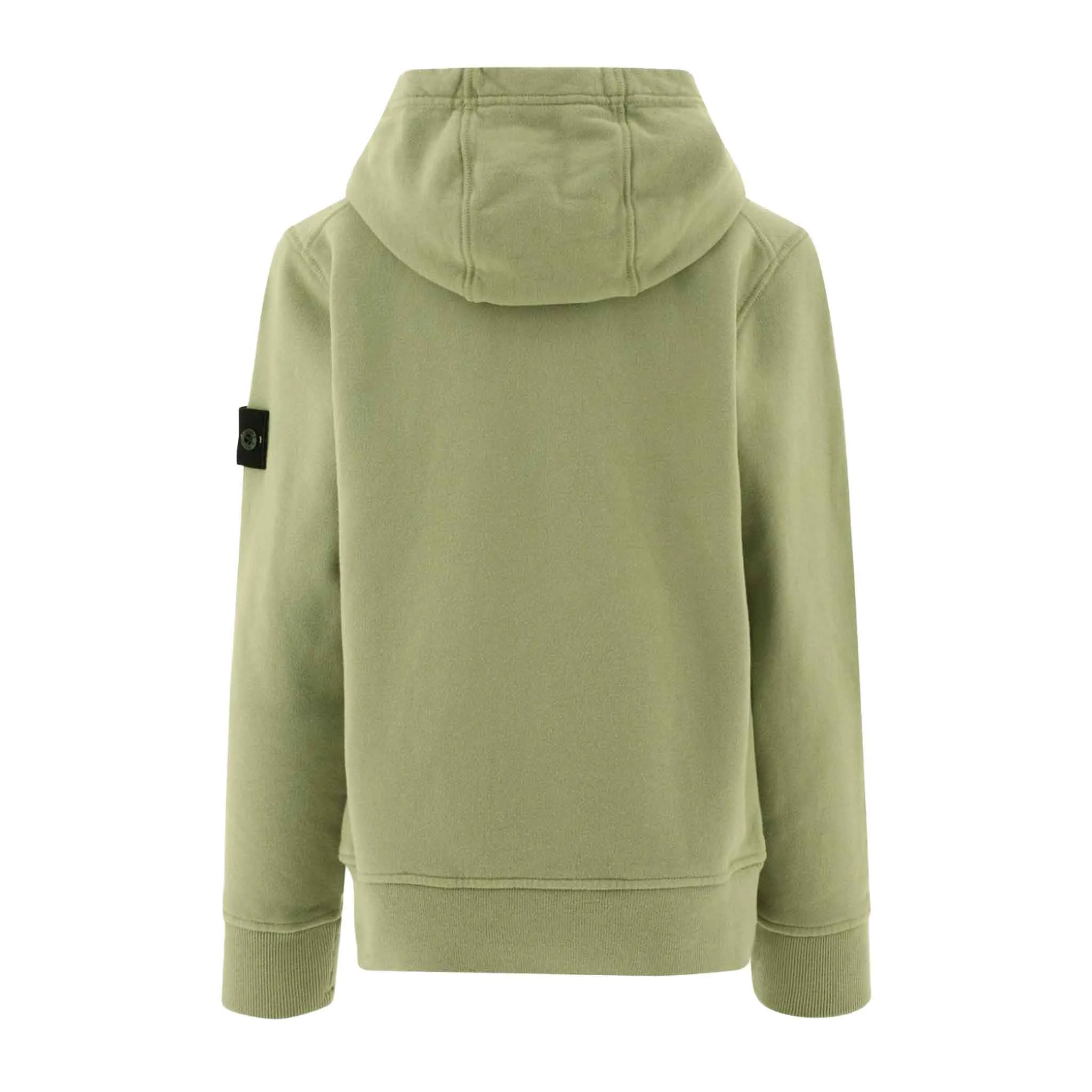 Stone Island Junior Cotton Fleece Pullover Hoodie in Sage Green