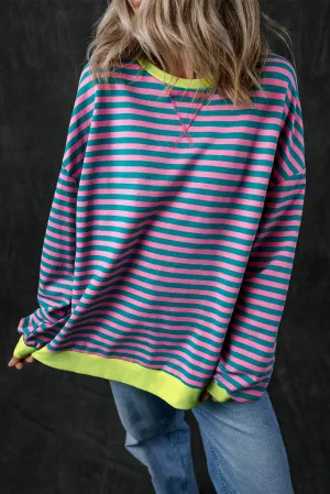 Stripe Contrast Trim Pullover Sweatshirt