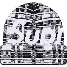 Supreme Big Logo Beanie Beanie (FW23) White Plaid