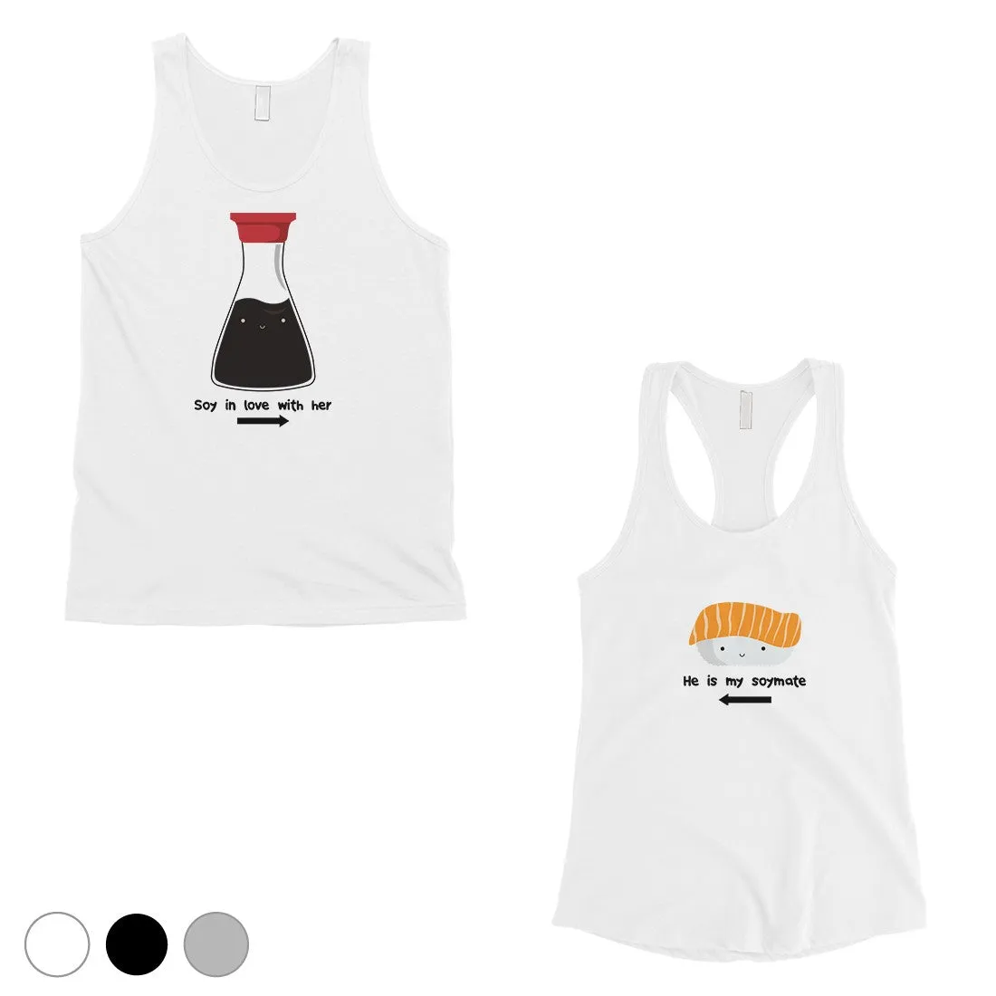 Sushi & Soy Sauce Matching Couple Tank Tops Funny Anniversary Gift