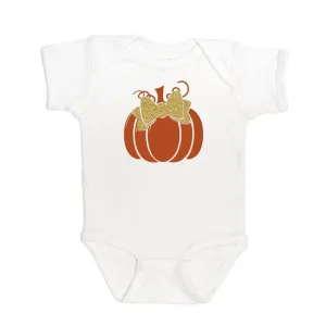 Sweet Wink Pumpkin Bodysuit - White