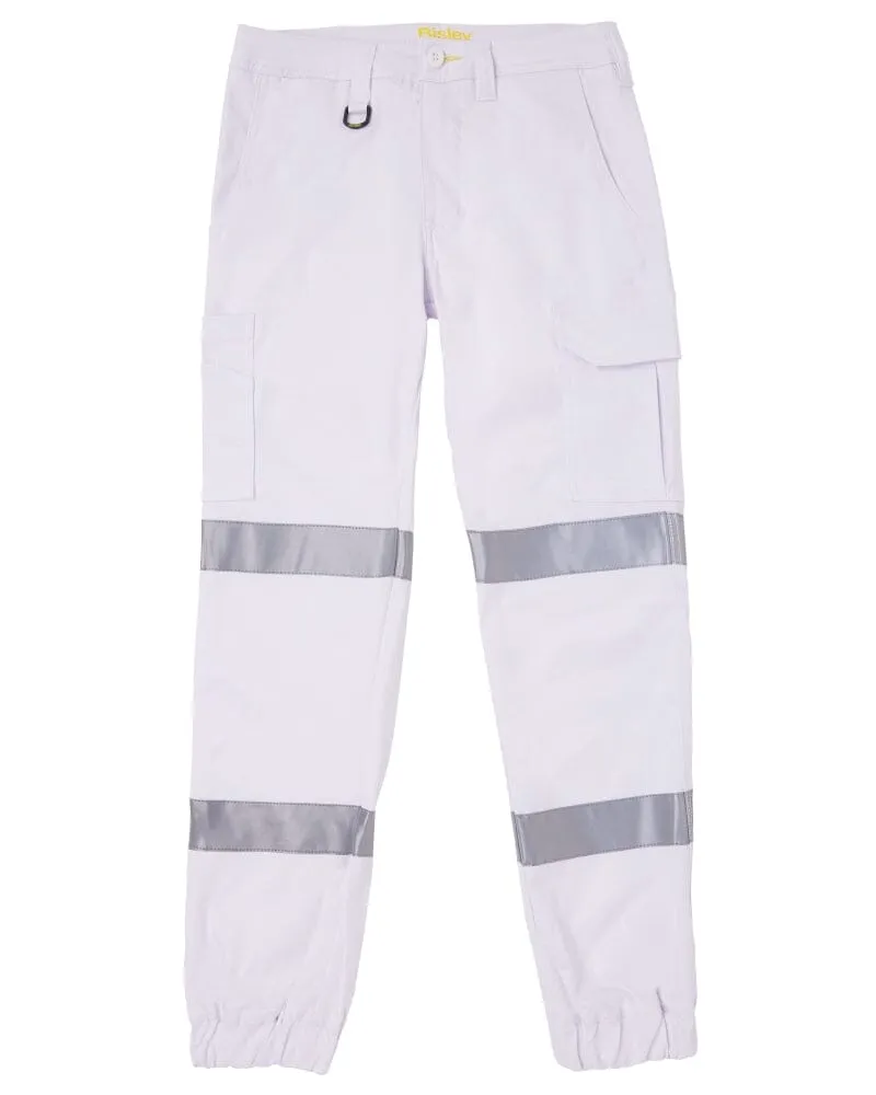 Taped Biomotion Stretch Cotton Drill Cargo Cuffed Pants - White