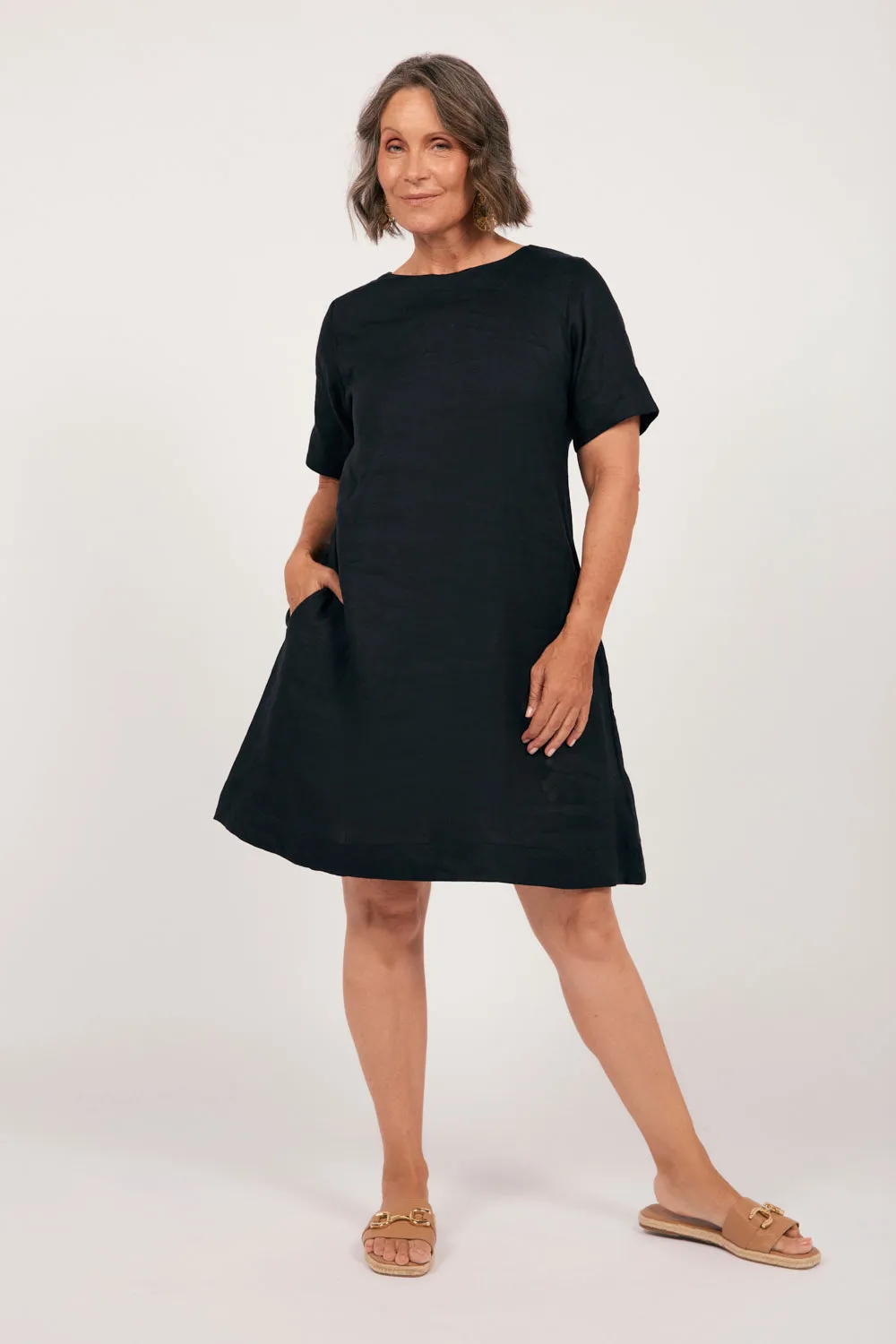 Tilly Linen 2-Way Tunic Dress in Black