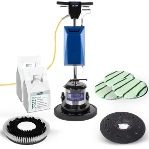 Trusted Clean Basic Carpet Scrubbing Package w/ 17" Floor Buffer, Carpet Brush & Bonnets