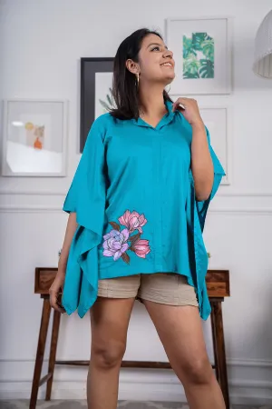 Turquoise Kaftan Top - Garden