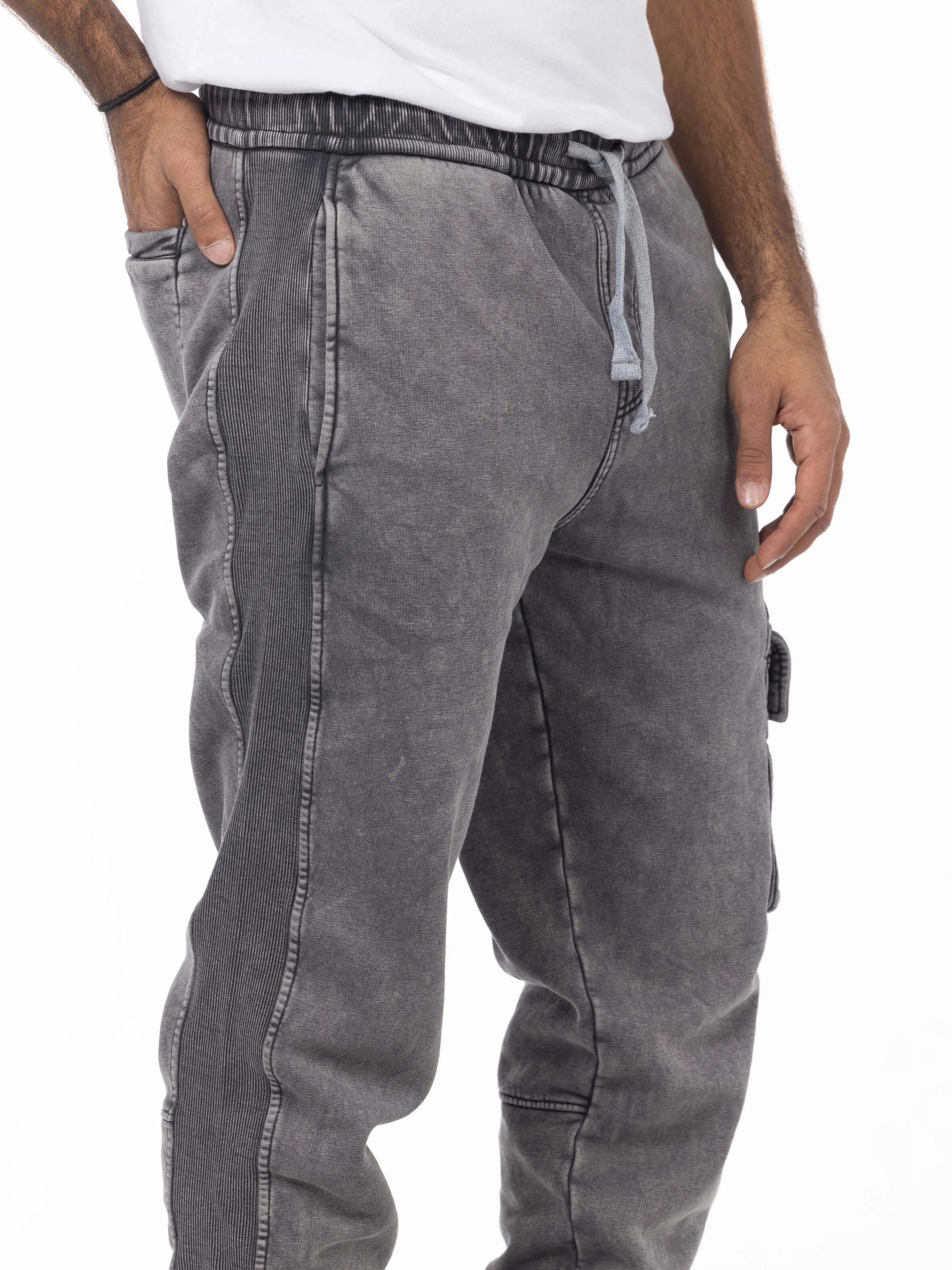 Unisex Acid Washed Winter Joggers - Gray