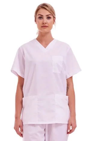 Unisex Medical Hospital Scrub Top | XS to 3XL | White