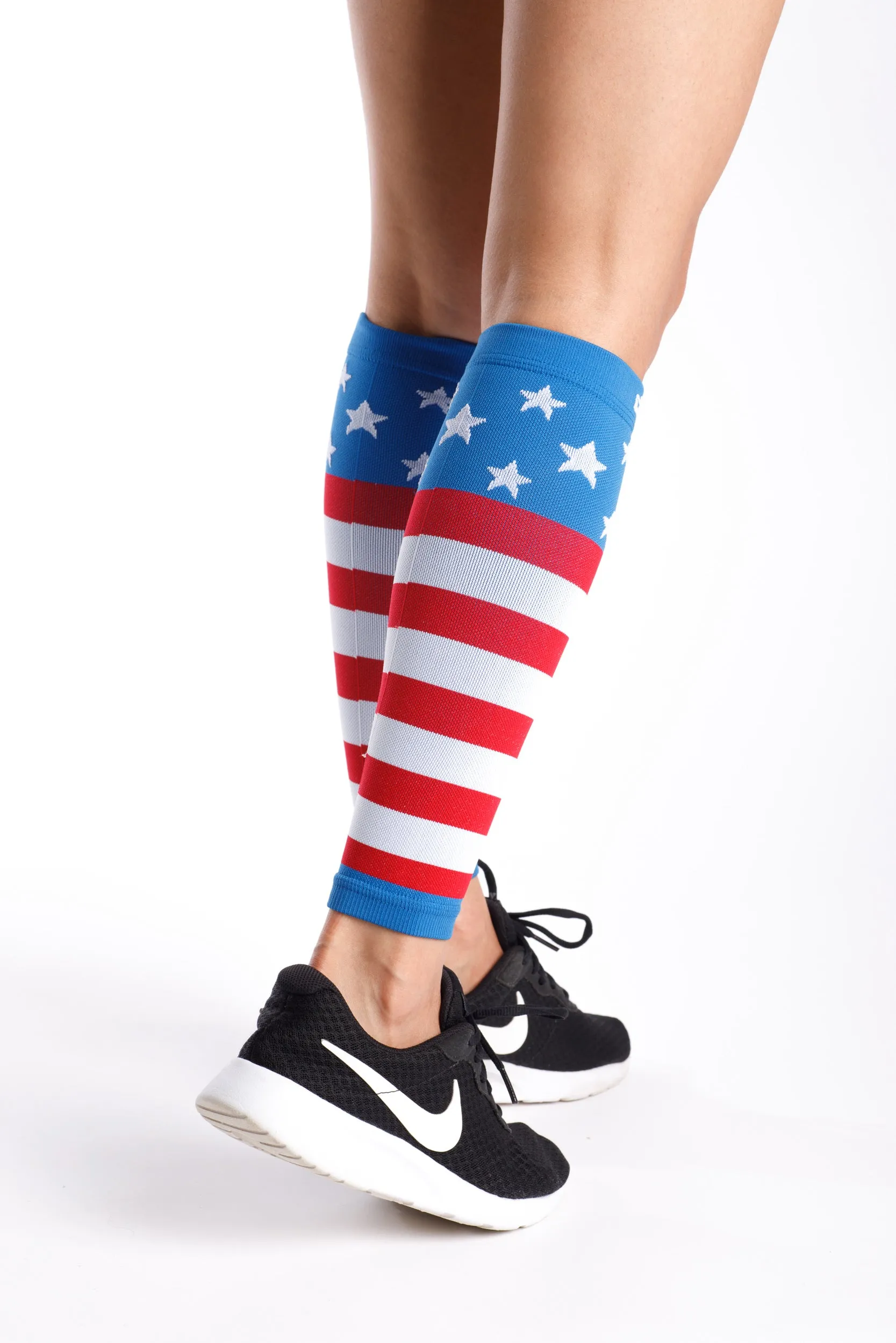 USA Flag Graduated Calf Compression Sleeves Calf Support Footless Socks