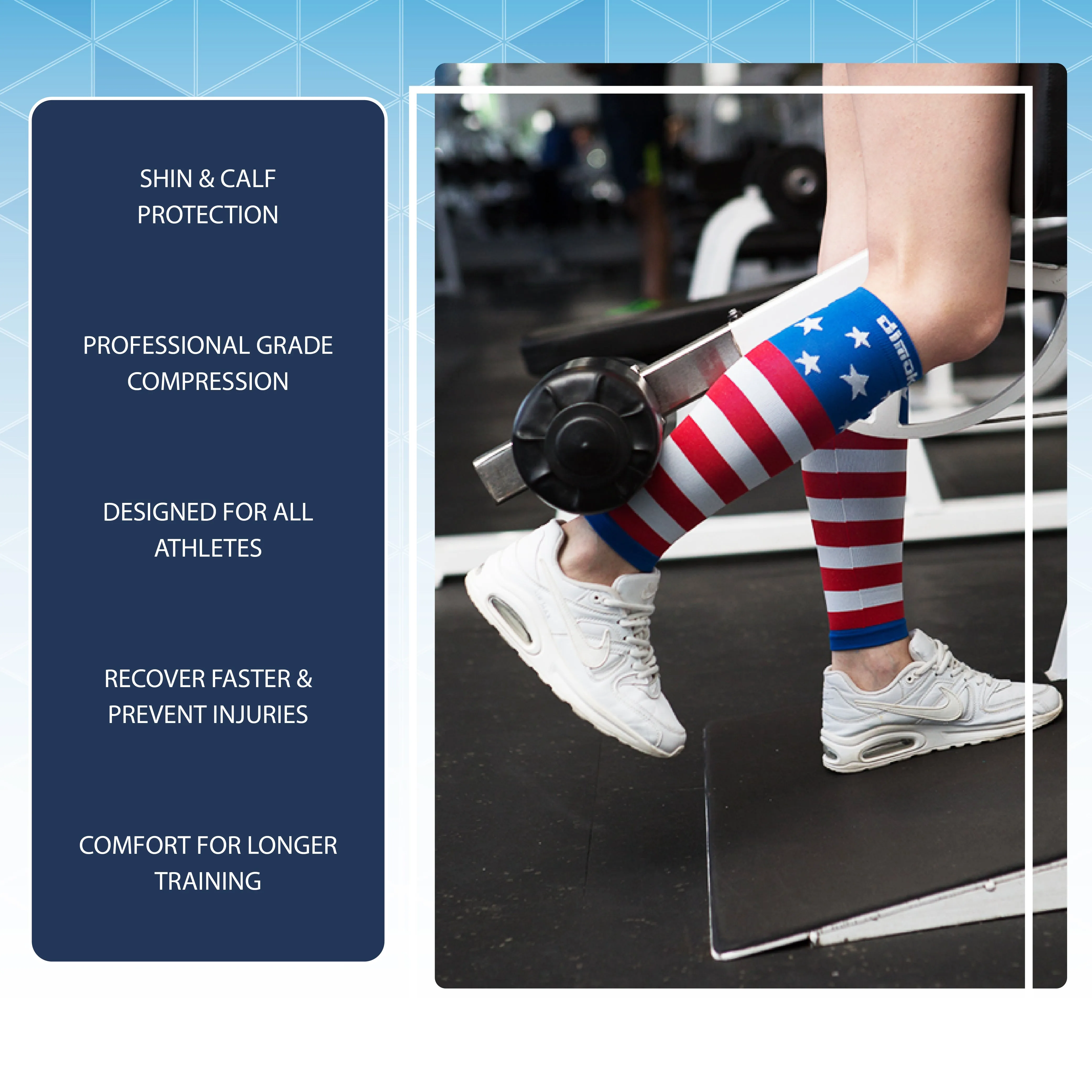 USA Flag Graduated Calf Compression Sleeves Calf Support Footless Socks