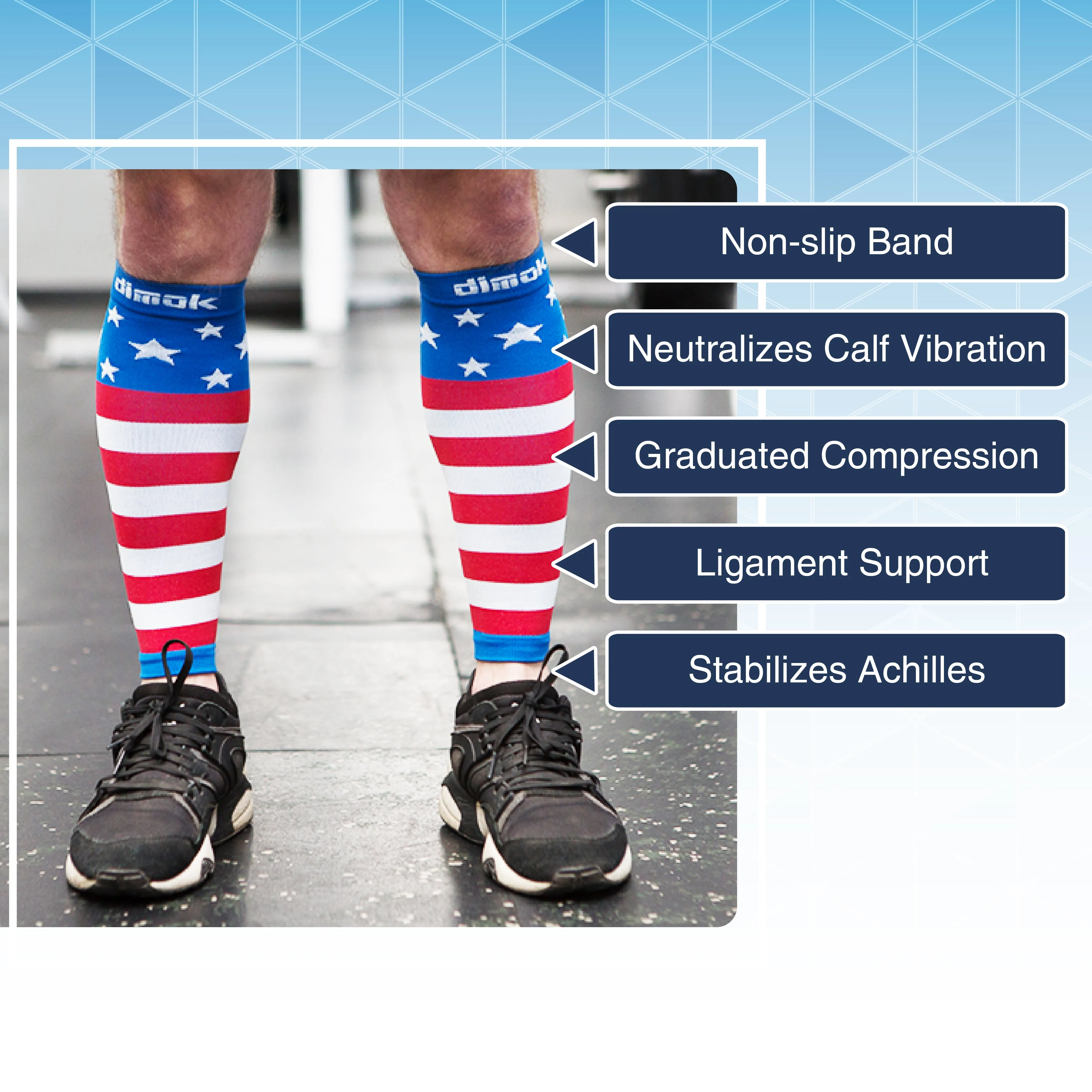 USA Flag Graduated Calf Compression Sleeves Calf Support Footless Socks