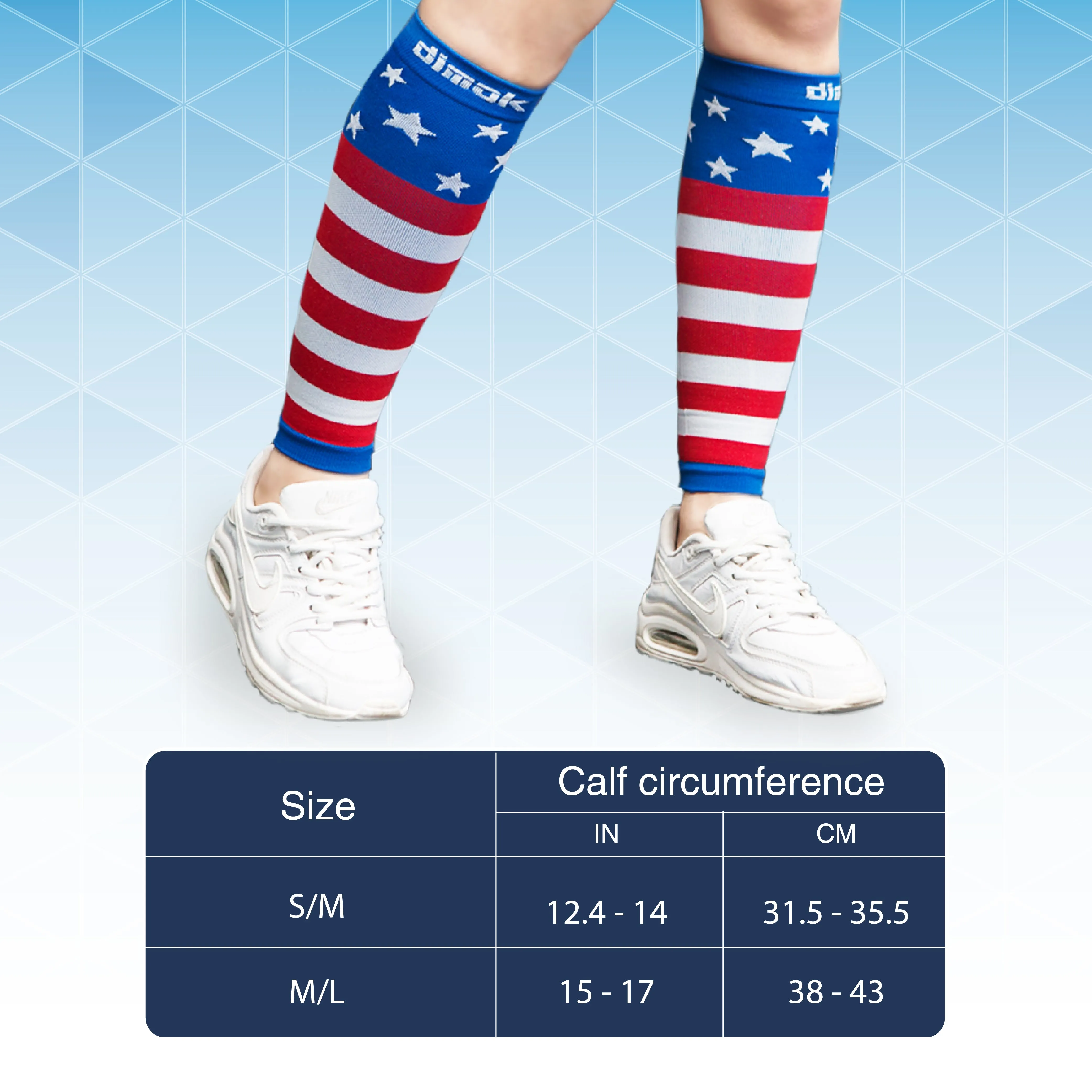 USA Flag Graduated Calf Compression Sleeves Calf Support Footless Socks