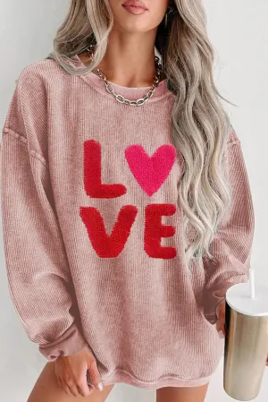 Valentine "LOVE" Chenille Corduroy Sweatshirt