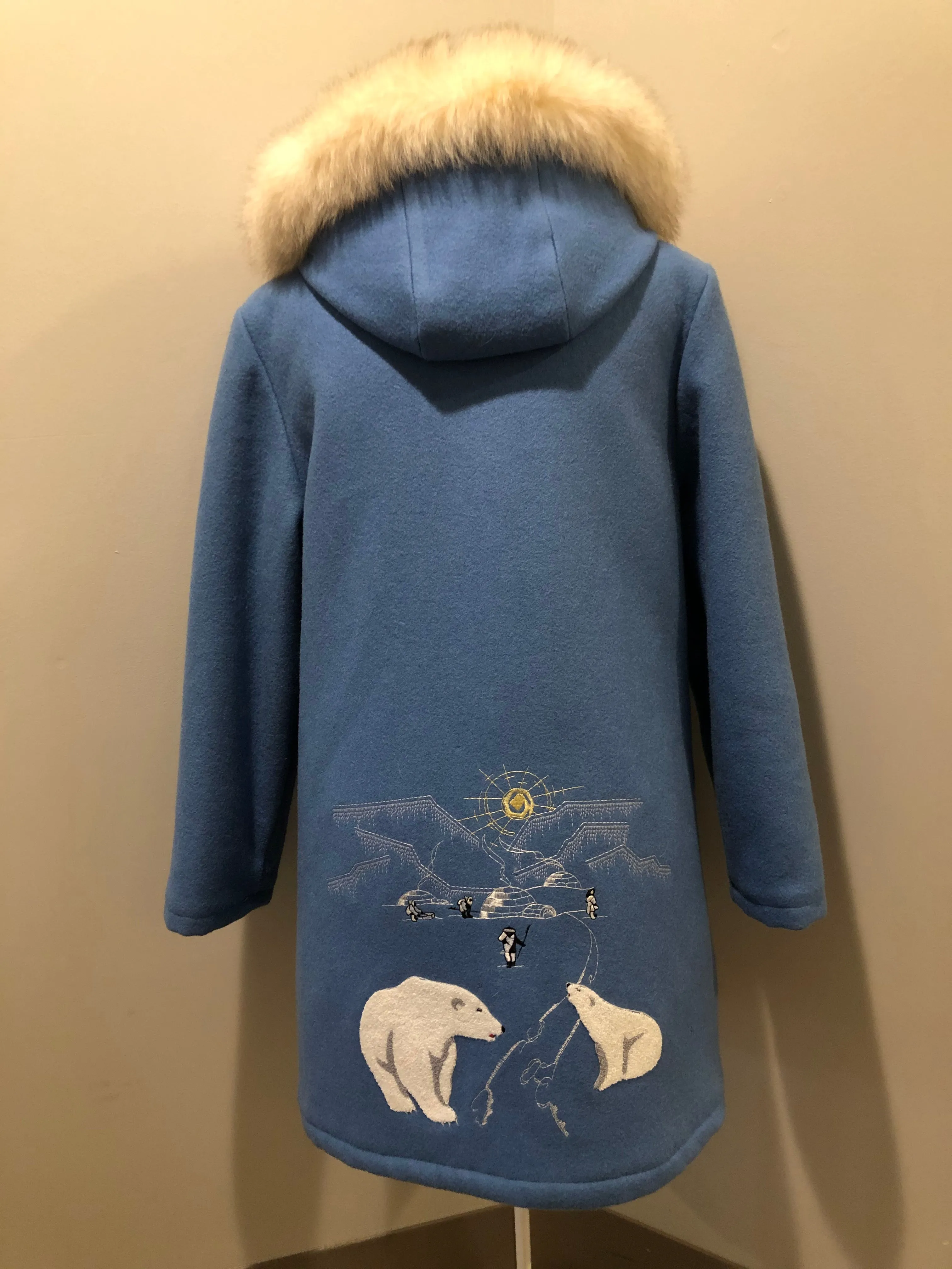 Vintage Northern Sun Light Blue Northern Parka with Polar Bear Motif, Made in Canada, SOLD