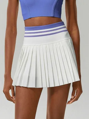 White Pleated Pockets Sports Skirt