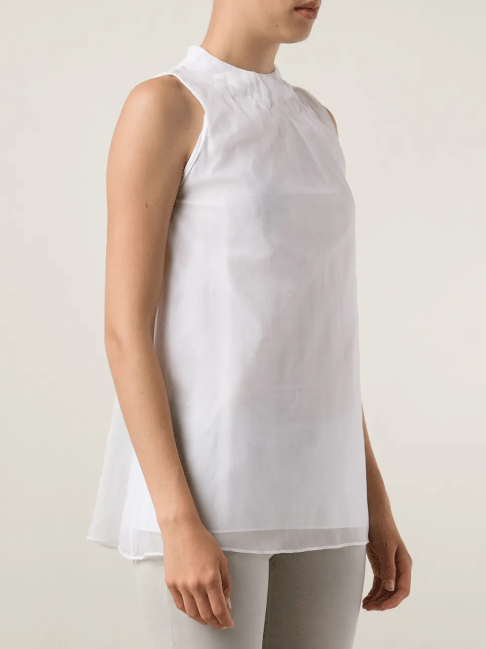 White Silk Double Layer Top