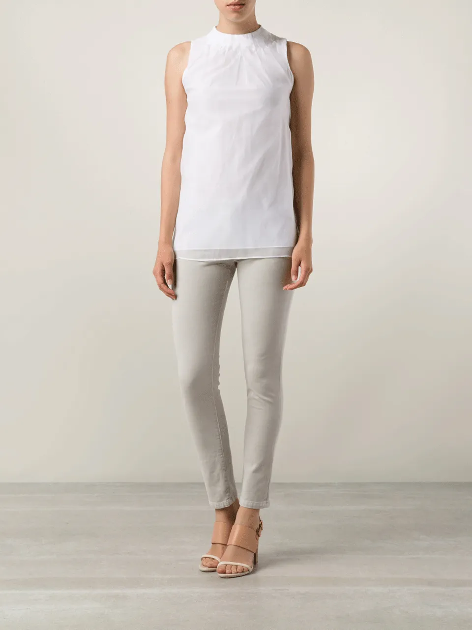 White Silk Double Layer Top