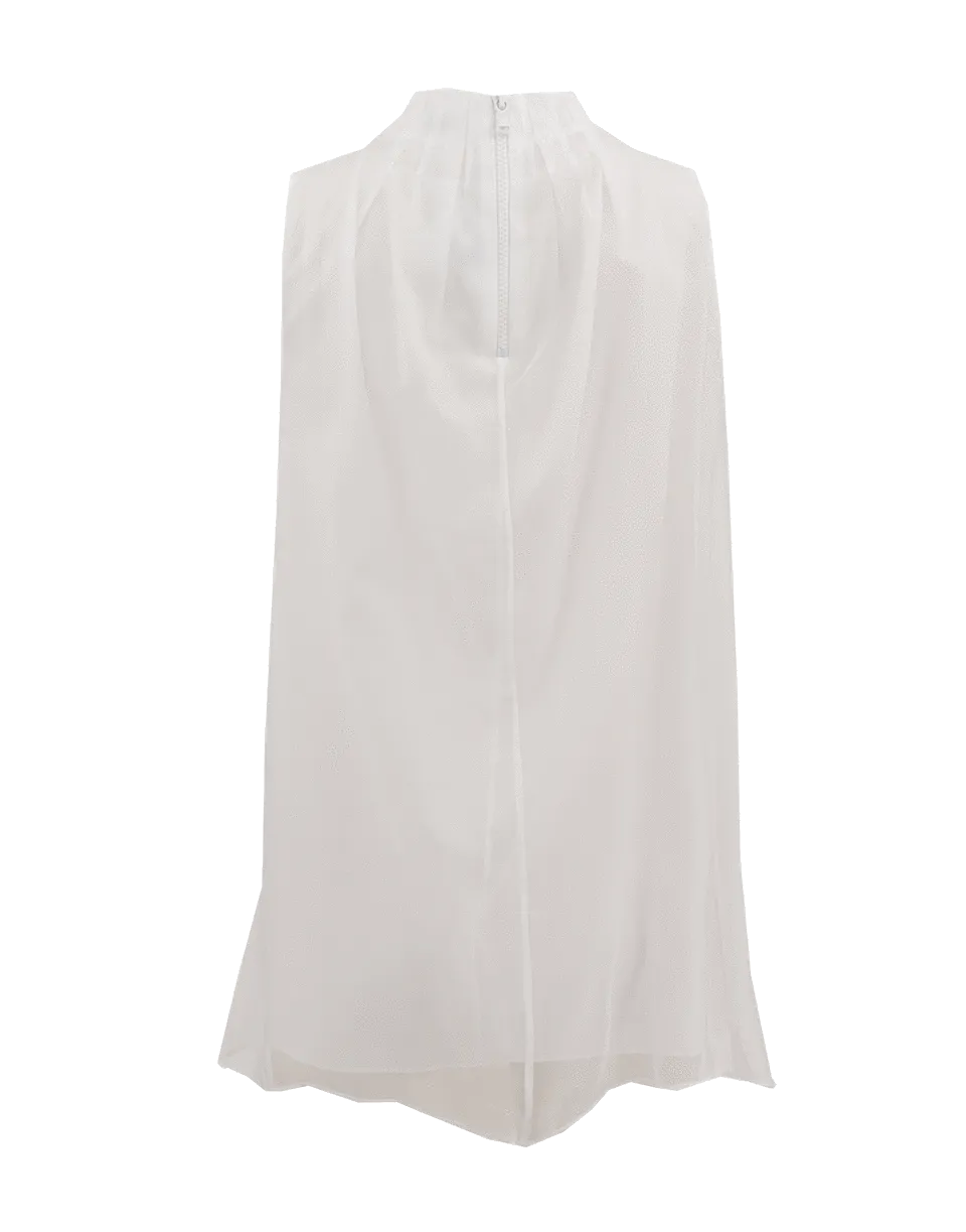 White Silk Double Layer Top