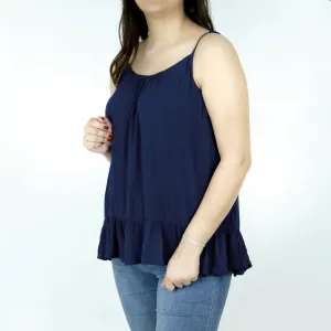 Women's Ruffled Casual Top,Navy